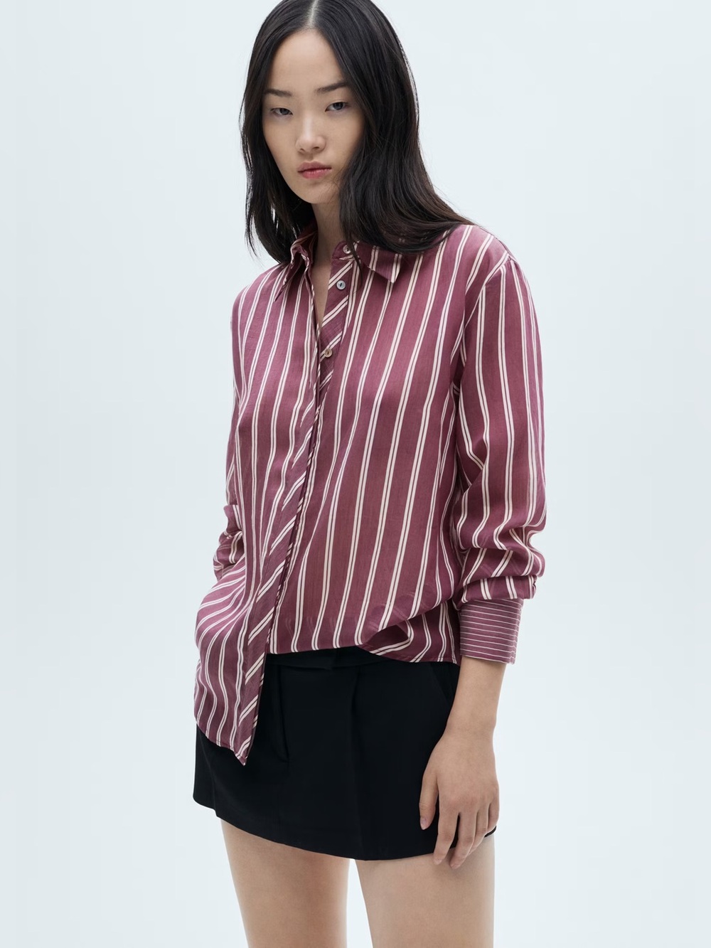 Mango Wine striped lyocell shirt NWT